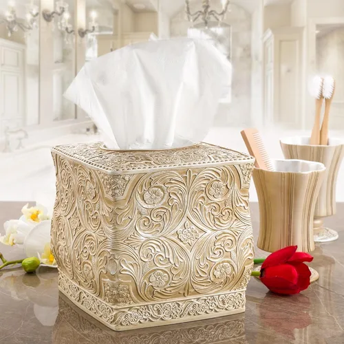 Miniatura 2 de Creative Scents Victoria - Funda cuadrada para caja de pañuelos, soporte de pañuelos beige para baño, soporte decorativo para caja de pañuelos