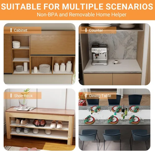 Miniatura 8 de Revestimiento de estante para armarios de cocina de 16 pulgadas: Alfombrilla impermeable para cajones de baño de 16" x 120 pulgadas blanca - Fácil