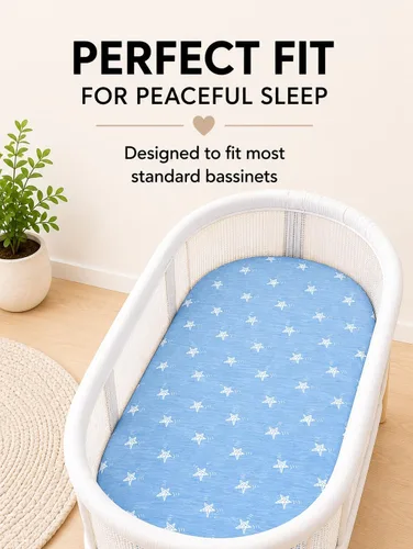 Miniatura 7 de Organic Cotton Bassinet Sheets, 3-Pack Fitted Bassinet Mattress Sheets for Baby Boys & Girls Compatible with Halo BassiNest, Graco, Baby Delight &