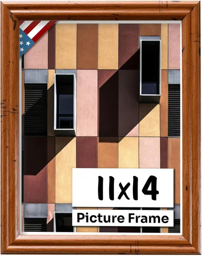 Marco de Fotos de Roble Desgastado 11x14.75" Pulgadas de Ancho - Marcos de Fotos Americanos Hechos a Mano de Madera Sólida con Colgadores