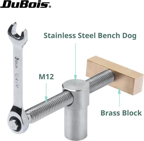Miniatura 2 de DuBois 51059 Abrazaderas de banco para perro de 3/4 pulgadas (0.748 in) Topes de abrazadera de tornillo ajustables en ángulo de banco de trabajo