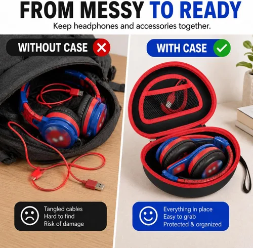 Miniatura 4 de ANKHOH Funda para eKids, para Beats Studio Pro, Solo3, Studio3, Solo2, auriculares inalámbricos Bluetooth portátiles, para niños y niños pequeños
