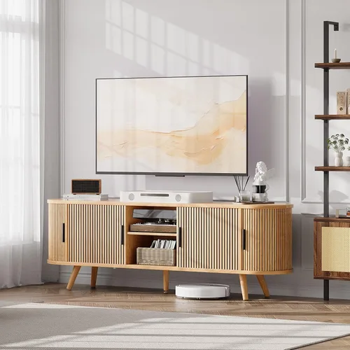 Miniatura 8 de OtterOasis Soporte de TV acanalado de 62 pulgadas, soporte de TV moderno de mediados de siglo para televisores de hasta 70 pulgadas, centro