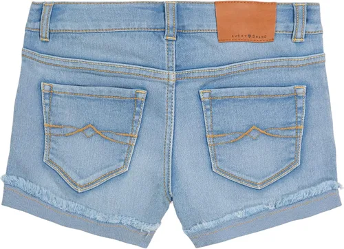 Miniatura 2 de Lucky Brand Pantalones cortos de mezclilla con puños para niñas, jeans elásticos con 5 bolsillos, cintura de altura media a alta