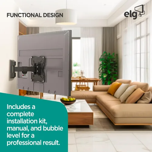 Miniatura 7 de ELG Soporte de pared articulado de movimiento completo para pantallas de 12-42 pulgadas con giratorio, inclinación y extensión, soporta un máximo