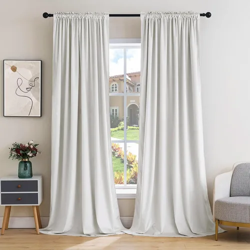 Miniatura 42 de MIULEE - Juego de 2 paneles de cortinas negro opacas y térmicas de terciopelo para la sala de estar y dormitorio, con bolsillo para cortinero, de 63