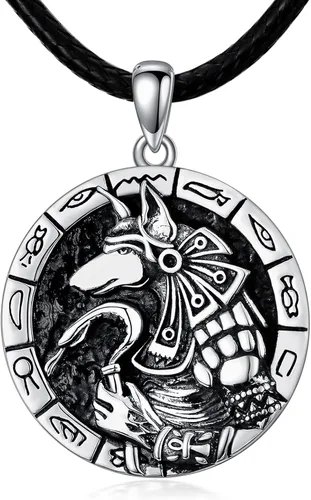 VONALA Collar de medalla de San Miguel/San Benito/San Cristóbalo/Virgen María/Anubis Medalla de Plata de Ley Collar con colgante de medallón de