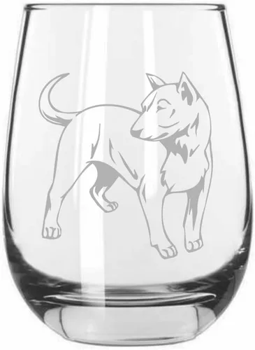 Miniatura 273 de Sakhalin Husky Dog - Copa de vino grabada personalizada de 15.25 onzas sin tallo