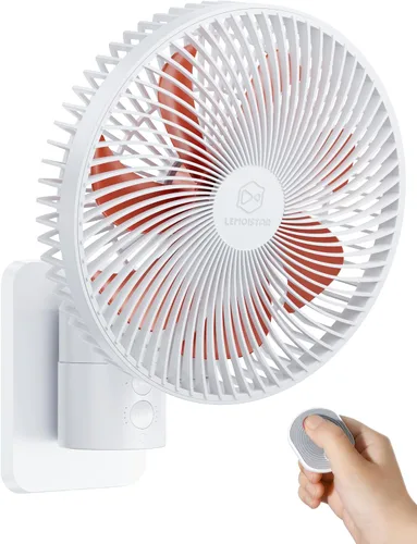 Ventilador oscilante silencioso de pared de 8.5 pulgadas con control remoto y temporizador, 4 velocidades ajustables para baños pequeños, Marco