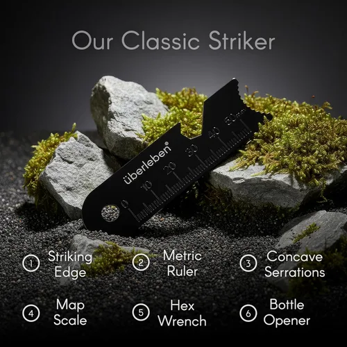 Miniatura 8 de Überleben Hexå Ferro Rod Fire Starter Survival Tool – Up to 20,000 Strikes, 1/2" Thick Hexagon Fire Steel with Multi-Tool Striker & Lanyard