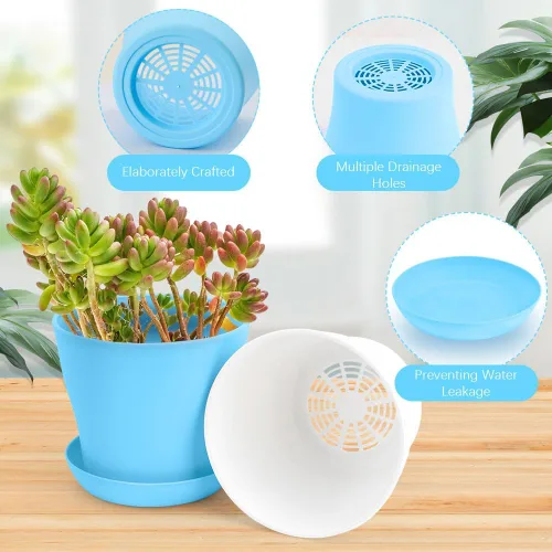 Miniatura 3 de OALCQ Macetas de 5 Pulgadas 24 Piezas, Macetas de Flores para Plantas de Interior, Macetas para Suculentas, Macetas Pequeñas con Drenaje, Macetas