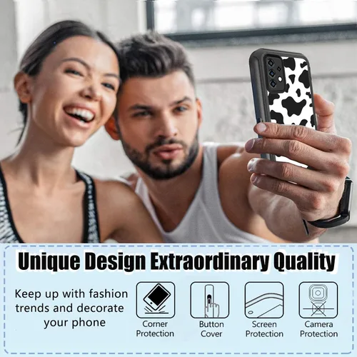 Miniatura 4 de Funda compatible con Samsung Galaxy A53 5G para mujeres y niñas, diseño de vaca, funda de lujo A53 5G con protector de pantalla, resistente a prueba