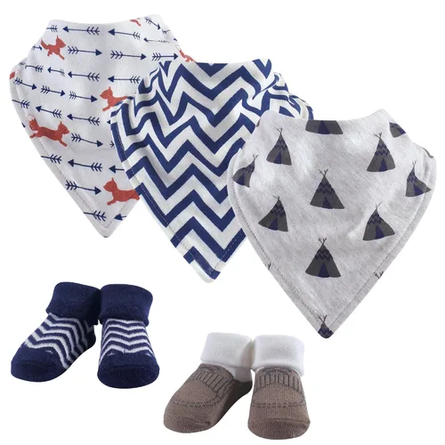 Miniatura 37 de Hudson Baby Conjunto de babero y calcetines unisex de algodón para bebé, Tamaño único Chica Calabaza