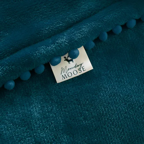 Miniatura 9 de MONDAY MOOSE Manta de forro polar acogedora con flecos de pompones, manta de franela súper suave, diseños de doble cara, para sofá, cama, decoración