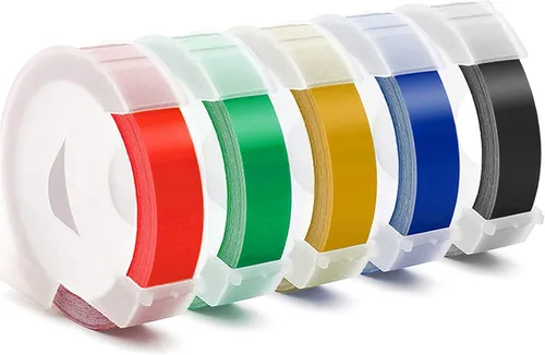 Cinta de etiquetas en relieve compatible con la etiquetadora Dymo, reemplazo de etiquetas de plástico 3D de 3/8 pulgadas para organizador Dymo