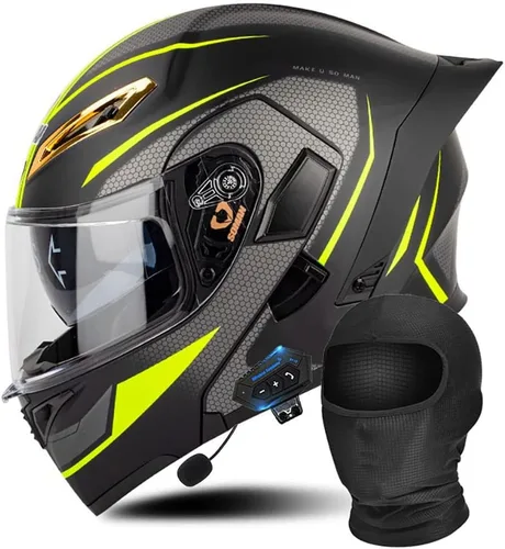 Miniatura 7 de Casco modular Bluetooth para motocicleta, aprobado por DOT/ECE, cascos delanteros abatibles, viseras antivaho duales, casco de cara completa, MP3