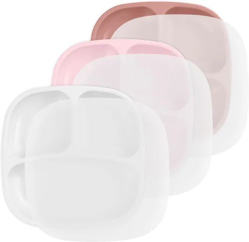 Miniatura 26 de Re-Play Platos para niños pequeños con divisores, 3 compartimentos de pared profunda, platos divididos para niños con 3 tapas, aptos