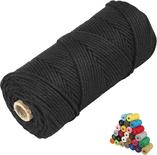 Miniatura 32 de Cordón de algodón para macramé, hilo torcido de 4 capas, cuerda de algodón natural, suministros perfectos de macramé, para hacer soportes colgantes
