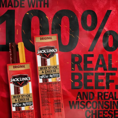 Miniatura 4 de Jack Link's Original de res y queso Combo, Paquete de bocadillos clásico, hecho con 100% de res y auténtico queso de Wisconsin, 8g de proteína