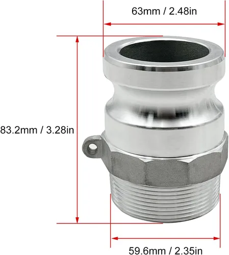 Miniatura 7 de SAFBY 2 accesorios de manguera de aluminio tipo F y cámara de ranura, enchufe x NPT macho con 2 piezas de accesorios de junta Camlock (2 pulgadas)