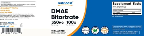 Miniatura 5 de Nutricost Polvo puro de bitartrato de DMAE 3.53 oz