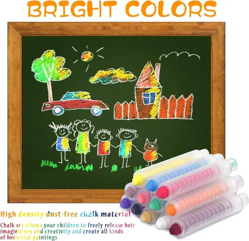 Miniatura 7 de Tiza sin polvo, tiza de color, para pintura, escritura de pizarra, oficina, 12 unidades, color 1