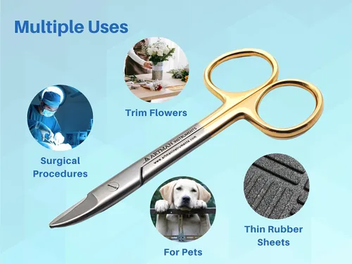 Miniatura 6 de ARTMAN INSTRUMENTS Tijeras de corte con cuello de corona dental, tijeras curvadas de 4.25 pulgadas para metal fino, plástico, hojas de goma, acero