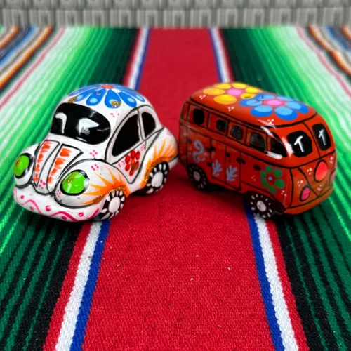 Miniatura 4 de FFX Artesania Salero mexicano – Diseño retro de los años 60 hippie artesano auto y mini autobús – Carrito y Autobús – Hecho a mano Saleros
