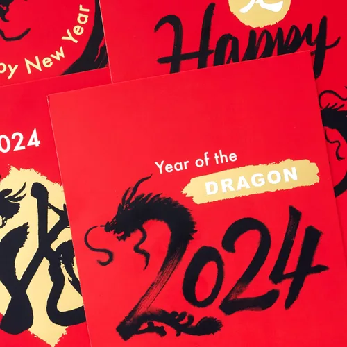 Miniatura 5 de Hallmark Ocho tarjetas de bambú con fecha de año nuevo chino 2024 (16 tarjetas del año del dragón con sobres)