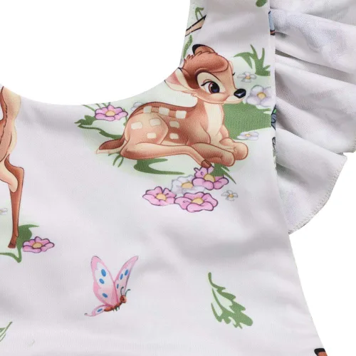 Miniatura 4 de Mameluco de Navidad para niñas y bebés con diadema con volantes manga volada sin espalda traje de sol para cumpleaños