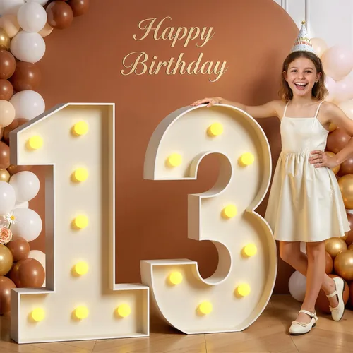 Miniatura 73 de Números de marquesina de 4 pies de alto, 4 pies de alto, números grandes iluminados 0 para 30, 40, 50, 60, decoración de fiesta de cumpleaños