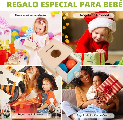 Miniatura 7 de Adena Montessori Juguetes Montessori para bebés y niños pequeños Caja de Monedas para bebés de 6-12 meses, 1 año, 2 años
