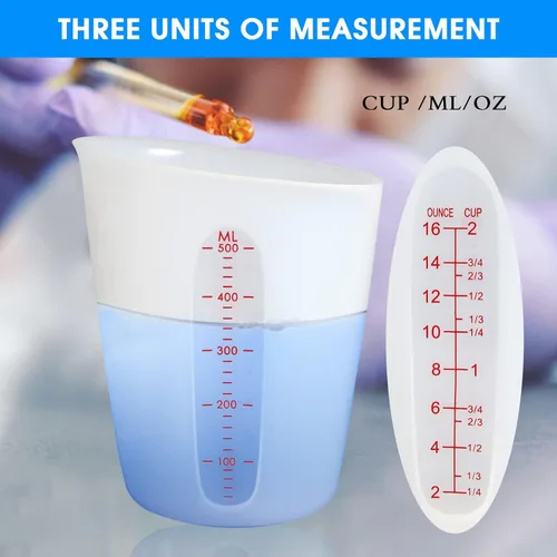 Miniatura 6 de ZUYEE Tazas medidoras de silicona (2 tazas + 1 taza) tazas de fusión flexibles para mantequilla de resina epoxi, taza de chocolate para hornear, 2