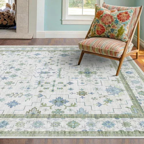 Miniatura 153 de Alfombra Boho Negra para Sala de Estar - Alfombra de Área Lavable de 10x14 Pies, Alfombras de Comedor para Debajo de la Mesa, Alfombra Suave de Pelo