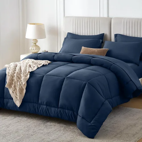 Miniatura 38 de Sasttie Juego de edredón tamaño individual, 5 piezas de cama reversible en una bolsa, juego completo de ropa de cama que incluye edredón, sábana