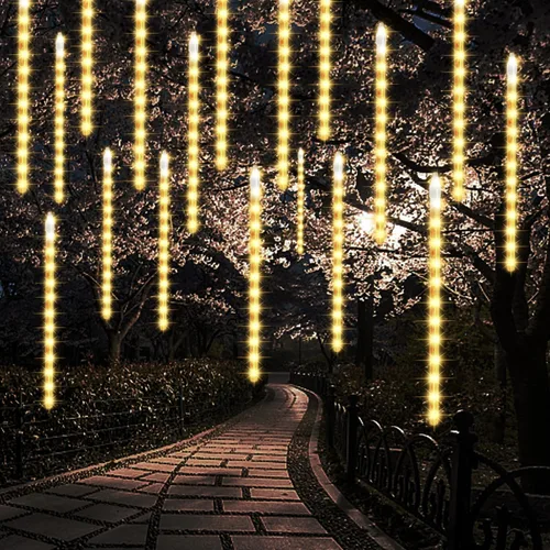 Miniatura 13 de LJLNION Luces de Lluvia de Meteoros, Luces de Navidad de Carámbanos para Exteriores de 12 Pulgadas, 8 Tubos 288 LED Luces de Carámbano Luz de Nieve