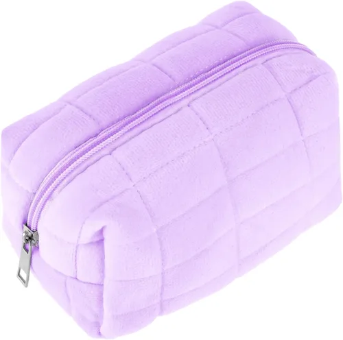 Sibba Bolsa de maquillaje, bolsa suave para lápices, estuche estético para cosméticos, baño, ducha, organizador de artículos de aseo de felpa