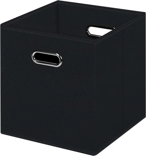 Miniatura 41 de Cubos de Almacenamiento Plegables Negros, Cajas de Almacenamiento de Tela, Organizadores de Cubos con Asas Duales para Organizador del Hogar, Juego