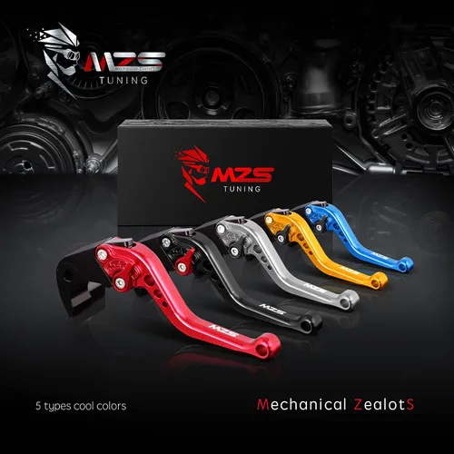 Miniatura 7 de MZS Palancas de embrague y de freno, cortas, ajustables, para motocicleta, rojo