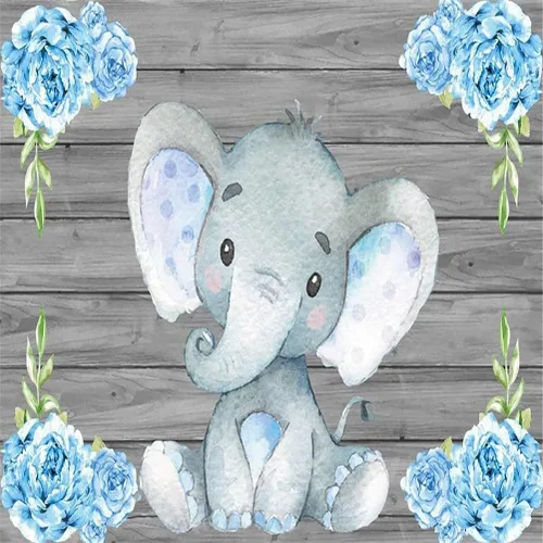 Miniatura 10 de AOFOTO - Fondo decorativo para baby shower, de vinilo, elefante azul
