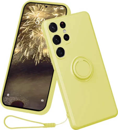 Miniatura 9 de Funda compatible con Samsung Galaxy S22 Ultra (5G 2022 lanzado), silicona con anillo giratorio de 360°, soporte magnético para automóvil, funda
