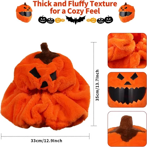 Miniatura 3 de VCOROS Cubierta de casco de motocicleta de calabaza de Halloween, cubierta de casco de cara completa esponjosa para paseos divertidos