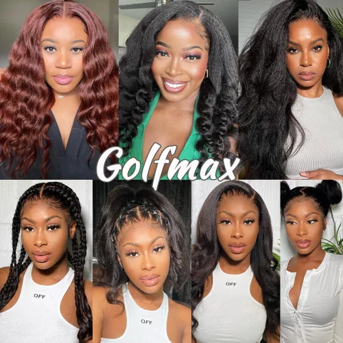 Miniatura 8 de GOLFMAX Yaki Straight Human Hair Wig For Black Women Natural Kinky Straight 13x4 Lace Front Wigs Human Hair 18 Inch kinkycurly human hair wig