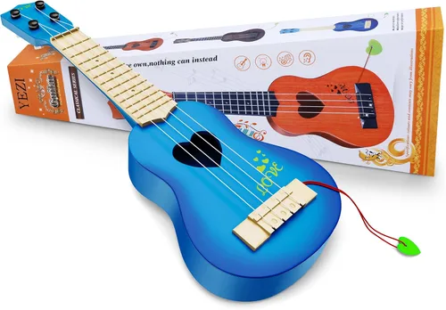 Miniatura 6 de YEZI - Ukelele clásico de juguete para niños, tipo guitarra, instrumento musical, azul