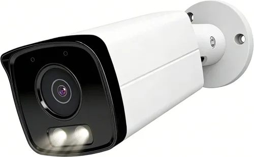 UNILOOK Cámara IP PoE 4K Bullet para exteriores, cámara IP de seguridad con cable de 8MP con audio, detección de vehículos humanos AI, visión
