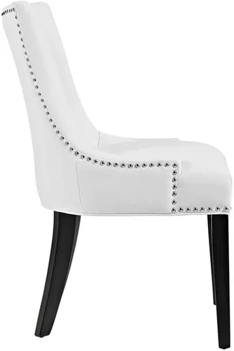 Miniatura 3 de Hawthorne Collections Silla auxiliar moderna de piel sintética, tapicería de vinilo blanco, 38 pulgadas de alto, botones con ribete de cabeza