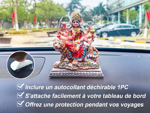 Miniatura 3 de BangBangDa Durga - Estatua de tigre pequeña de 4.1 pulgadas de alto para tablero de instrumentos de vehículo, diosa hindú, día del padre, día