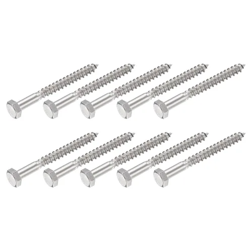 Miniatura 19 de METALLIXITY Tornillos hexagonales (M6 x 1.575 in), 10 unidades, pernos de madera autorroscantes de acero inoxidable 304, para aplicaciones domésticas