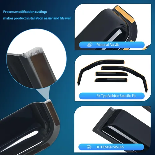 Miniatura 2 de Nilight Protectores de lluvia duraderos para Ford F150 Super Crew 2009-2014, F150 SVT Raptor 2010 2011 2012 2013 2014, viseras de ventana