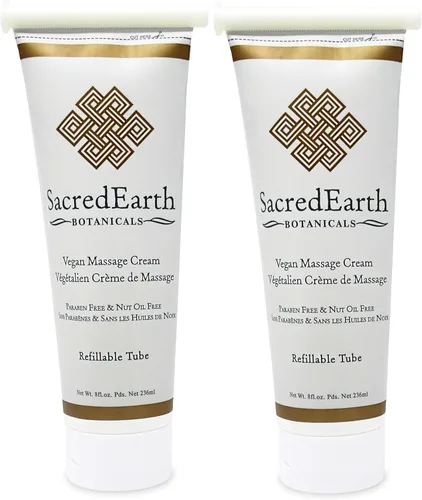 Miniatura 5 de Crema de masaje vegana (tubo de 8 onzas), sin perfume, dispersable en agua, sin aceite de nuez, sin gluten y solo contiene aceites y extractos